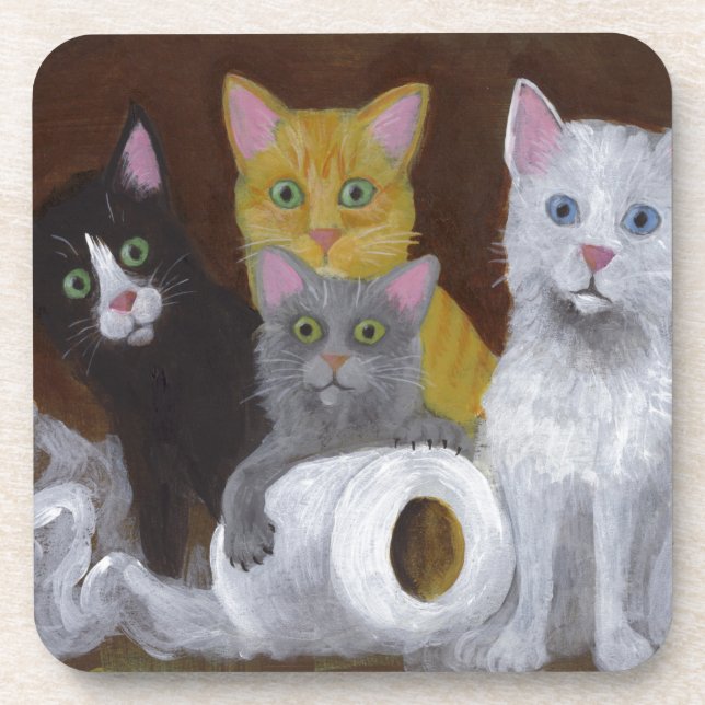 Playful Kittens Beverage Coaster (Front)