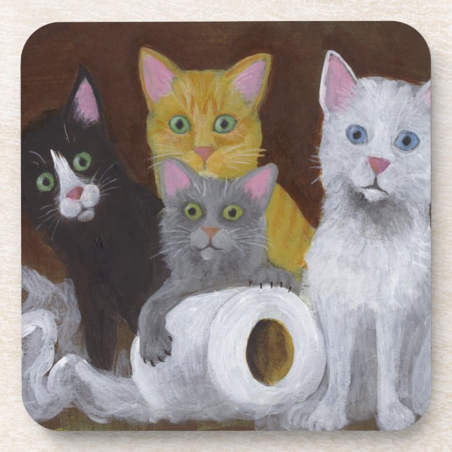 Playful Kittens Beverage Coaster (Front)