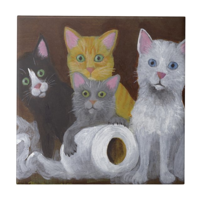 Playful Kittens Ceramic Tile (Front)