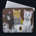 Playful Kittens Laptop Sleeve<br><div class="desc">An acrylic painting of four kittens in the moment they are busted while having a wild time with a roll of toilet paper!</div>