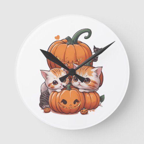 Playful Kittens Round Clock