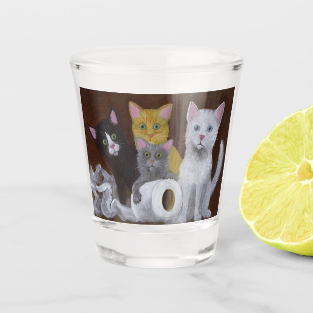Playful Kittens Shot Glass (Front)