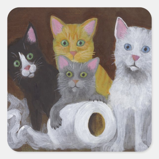 Playful Kittens Square Sticker (Front)