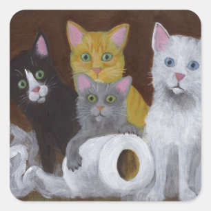 Playful Kittens Square Sticker