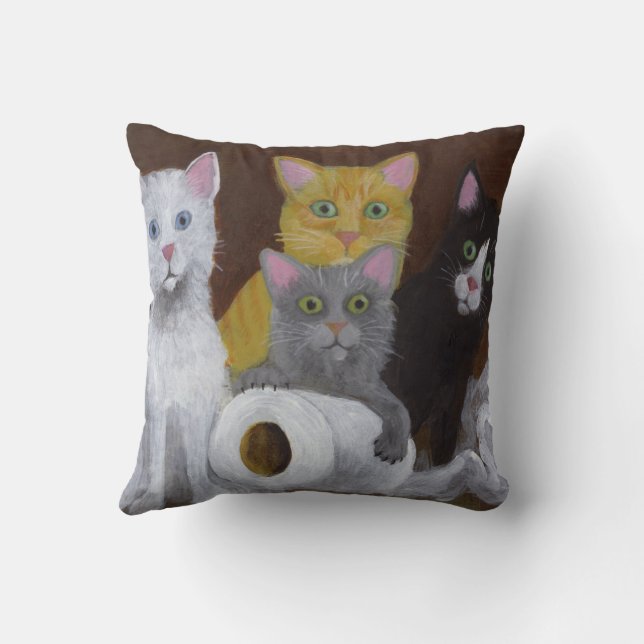 Playful Kittens Throw Pillow (Back)