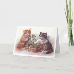 Playful Kittens Vintage Image Christmas Card