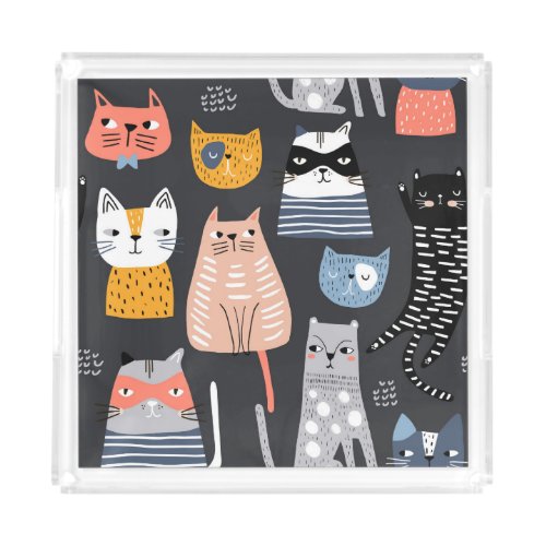 Playful Kittens Whimsical Weaves Acrylic Tray