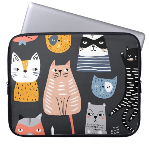 Playful Kittens Whimsical Weaves Laptop Sleeve
