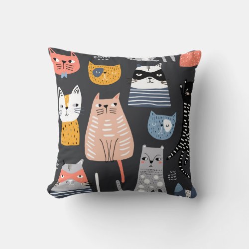 Playful Kittens Whimsical Weaves Throw Pillow