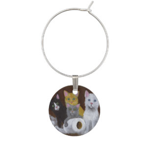 Playful Kittens Wine Charm