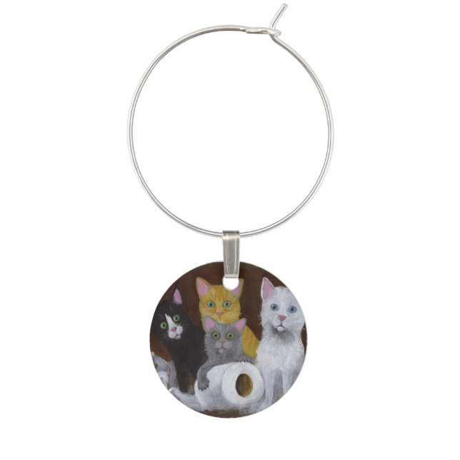 Playful Kittens Wine Charm (Front)