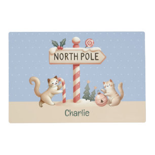Playful Kittens Winter North Pole Placemat