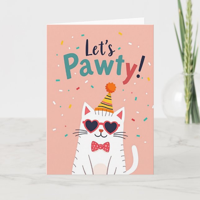 Playful Kitty Birthday Card (Front)