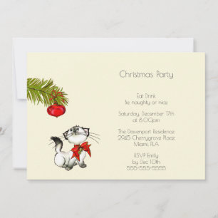 Playful Kitty Cat Christmas Party Invite