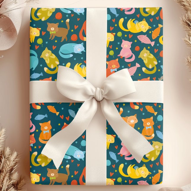 Playful Kitty & Fish Cat Lover's Wrapping Paper (Creator Uploaded)