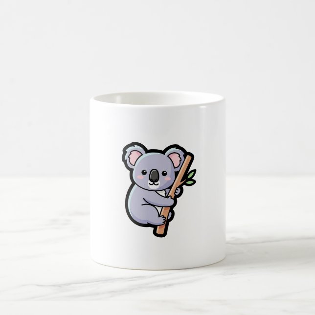 Playful Koala – Cute Kawaii Illustration Coffee Mug (Center)