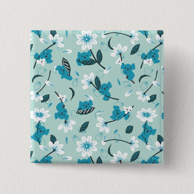 Playful Koala Pattern Cute Animal and Nature Art Button (Front)