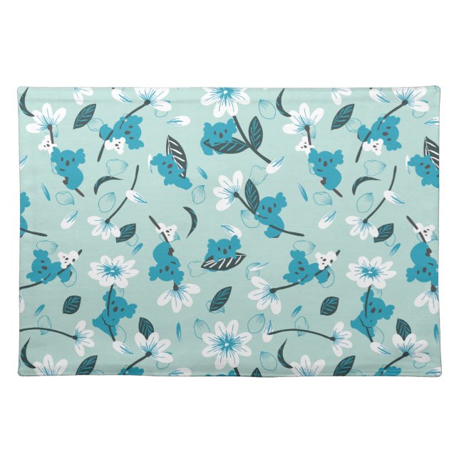 Playful Koala Pattern Cute Animal and Nature Art Cloth Placemat (Front)