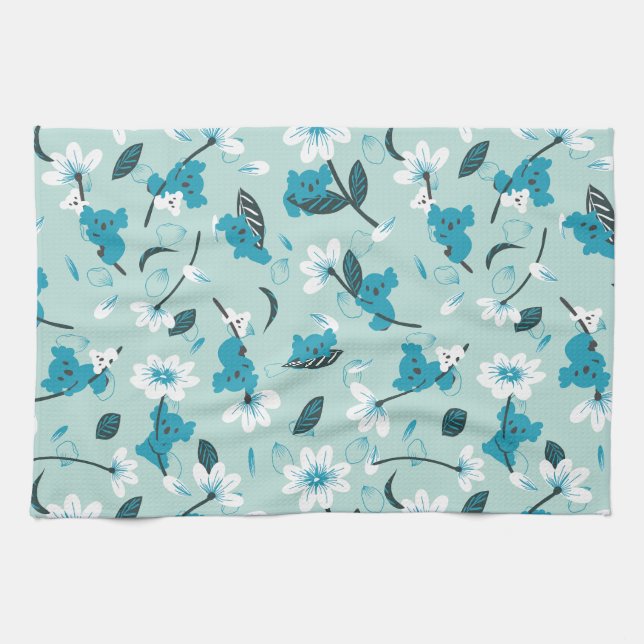 Playful Koala Pattern Cute Animal and Nature Art Kitchen Towel (Horizontal)