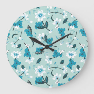 Playful Koala Pattern Cute Animal and Nature Art Large Clock