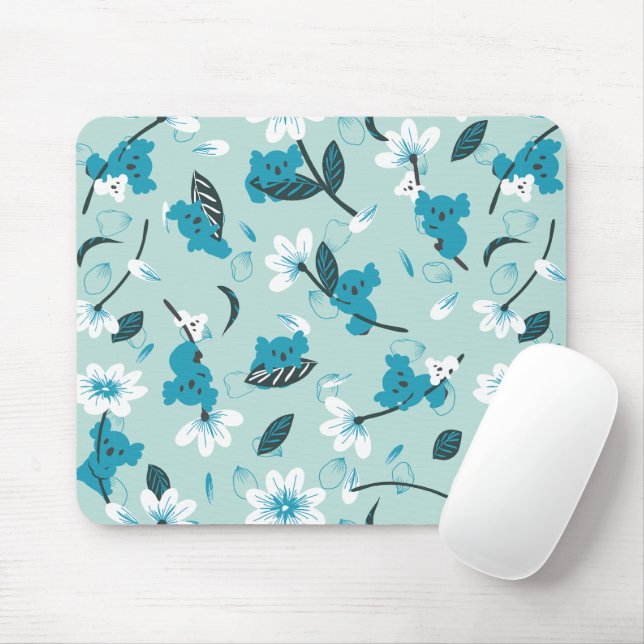 Playful Koala Pattern Cute Animal and Nature Art Mouse Pad (With Mouse)