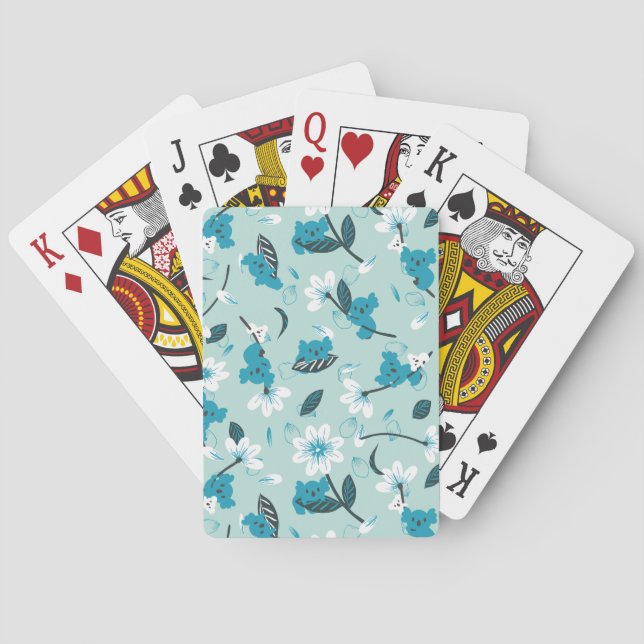 Playful Koala Pattern Cute Animal and Nature Art Poker Cards (Back)