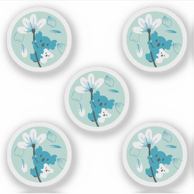 Playful Koala Pattern Cute Animal and Nature Art Sticker (Front)