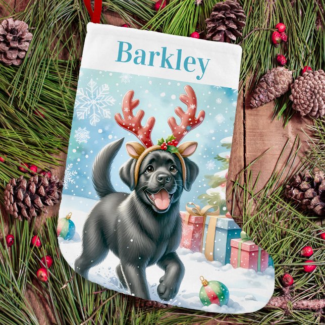 Playful Labrador Retriever Cute Happy Puppy Dog Small Christmas Stocking (Creator Uploaded)