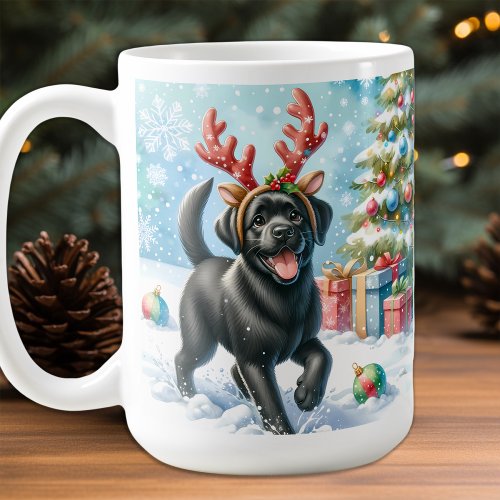 Playful Labrador Retriever Puppy Dog Christmas Coffee Mug