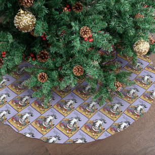 Playful Lavender Catnip Christmas Cat Funny Brushed Polyester Tree Skirt