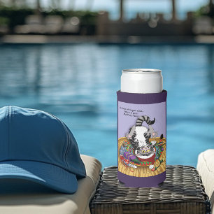 Playful Lavender Catnip Christmas Cat Funny Seltzer Can Cooler