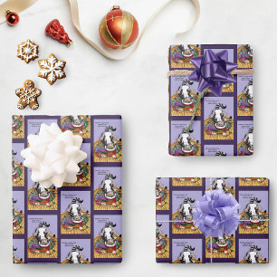 Playful Lavender Catnip Christmas Cat Funny Wrapping Paper Sheets