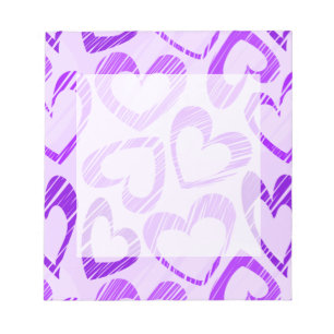 Playful Lavender Purple Cute Sketch Heart Pattern Notepad