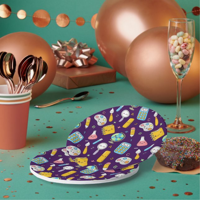 Playful Learning – Cute Education Seamless Pattern Paper Plates (Multi)