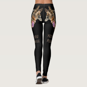 Playful Leggings Giraffe Tongue Out Smile YourText