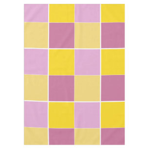 Playful Lemon Raspberry Squares Tablecloth