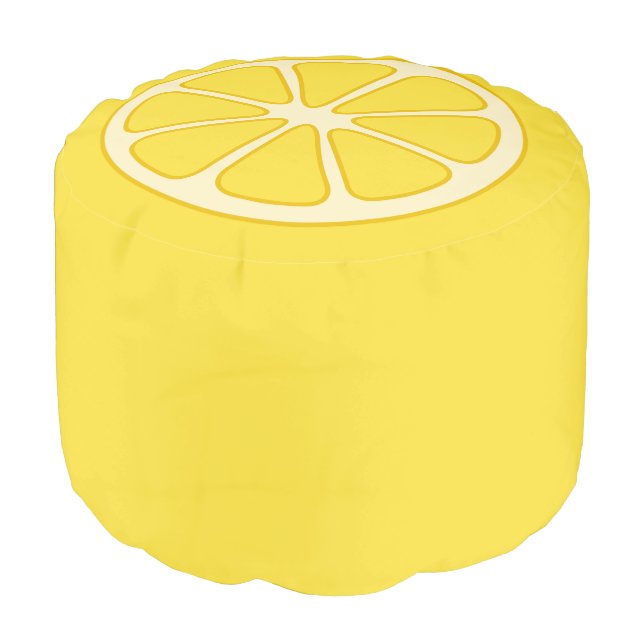 Playful Lemon Round Pouf (Angled Front)