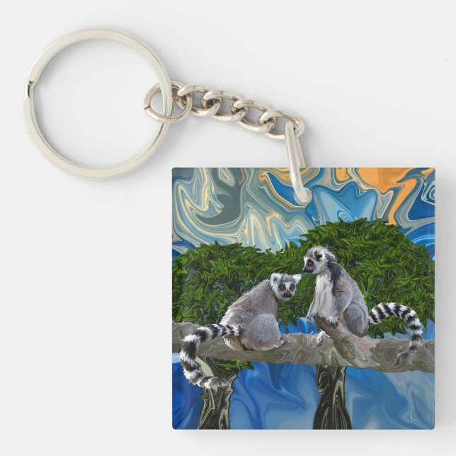 Playful Lemur-ick Keychain (Front)