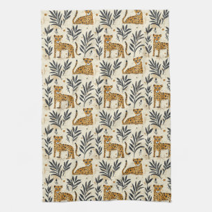 Playful Leopard Jungle Pattern Kitchen Towel