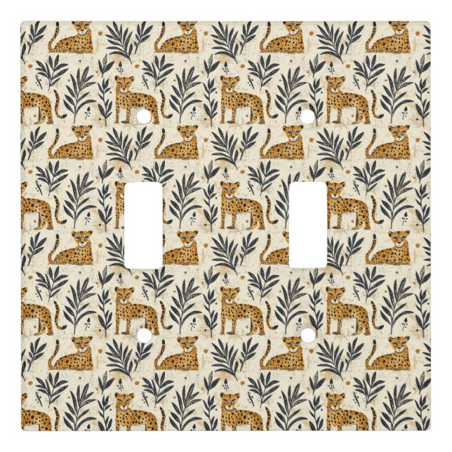 Playful Leopard Jungle Pattern Light Switch Cover (Front)