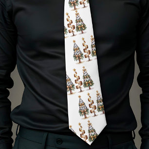 Playful leopard pattern Christmas green gold tie