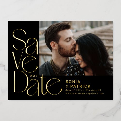 Playful Letters FOIL Save The Date Postcard