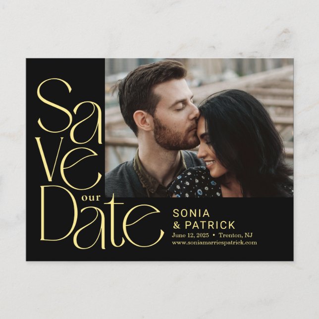 Playful Letters Wedding Save The Date Postcard (Front)