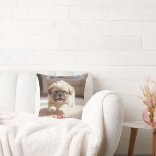 Playful Lhasa Apso Personalized Throw Pillow