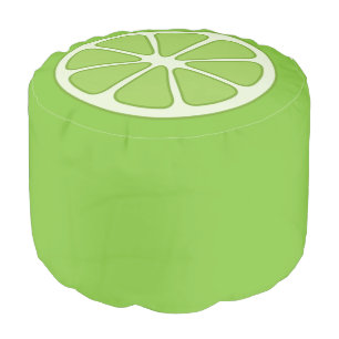 Playful Lime Round Pouf