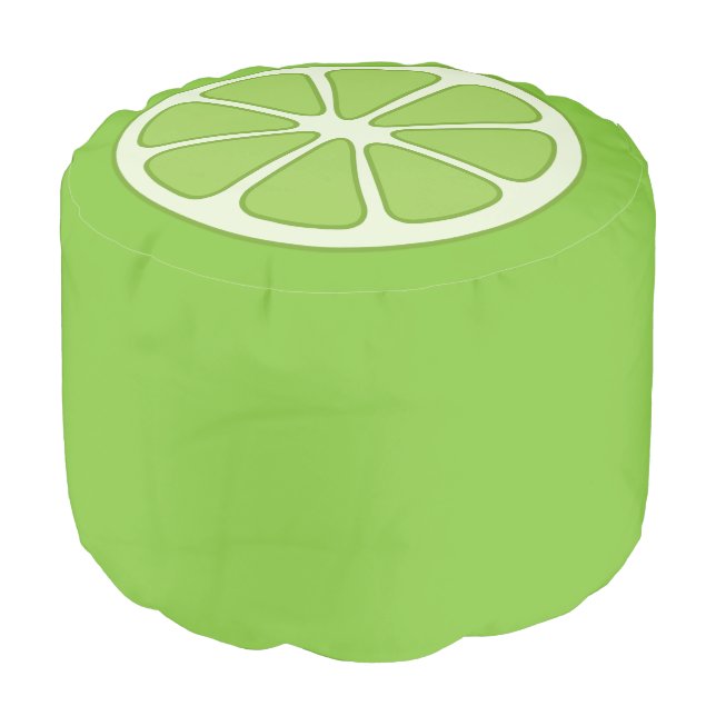 Playful Lime Round Pouf (Angled Front)
