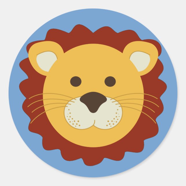 Playful Lion Classic Round Sticker (Front)