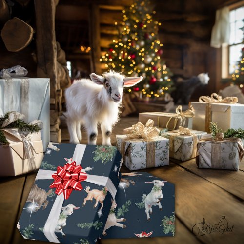 Playful Little Christmas Goats  Wrapping Paper