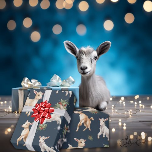 Playful Little Christmas Goats  Wrapping Paper