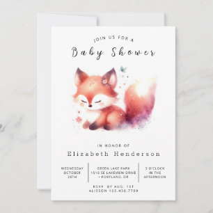 Playful Little Fox Theme Fox Baby Shower Invitation